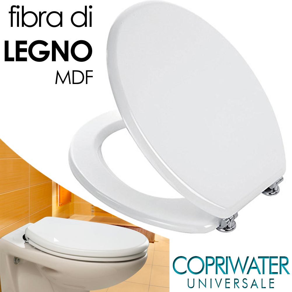 CopriWater Copri Water Sedile WC Bagno Universale Cerniere Acciaio Bianco dfh