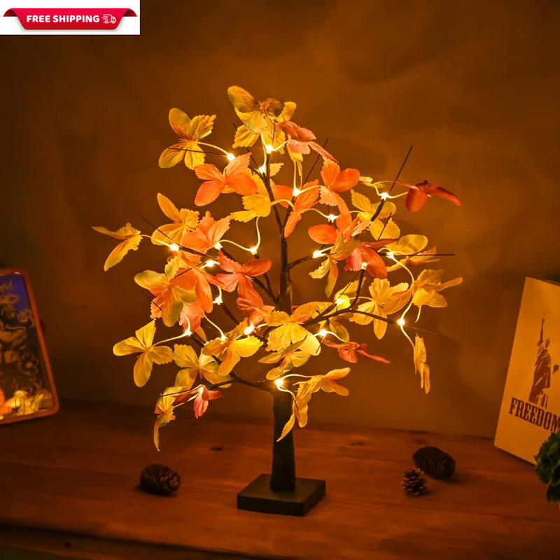 Butterfly Blossom Tree Light, 23Inch 24LED Lighted Tabletop Lamp, USB Powered Ar
