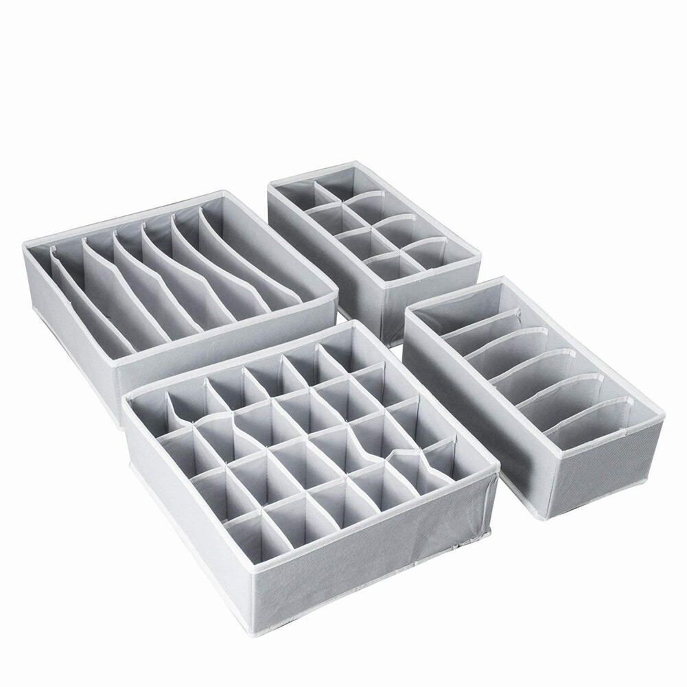 4pcs Closet Underwear Organizer Set Foldable Storage Box Drawer