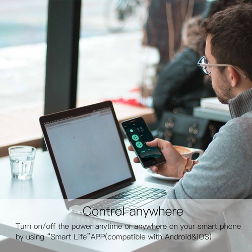 MOES WiFi Smart Outlet Wall Socket Divided Control 2 Plug 1 USB 15A Alexa Google