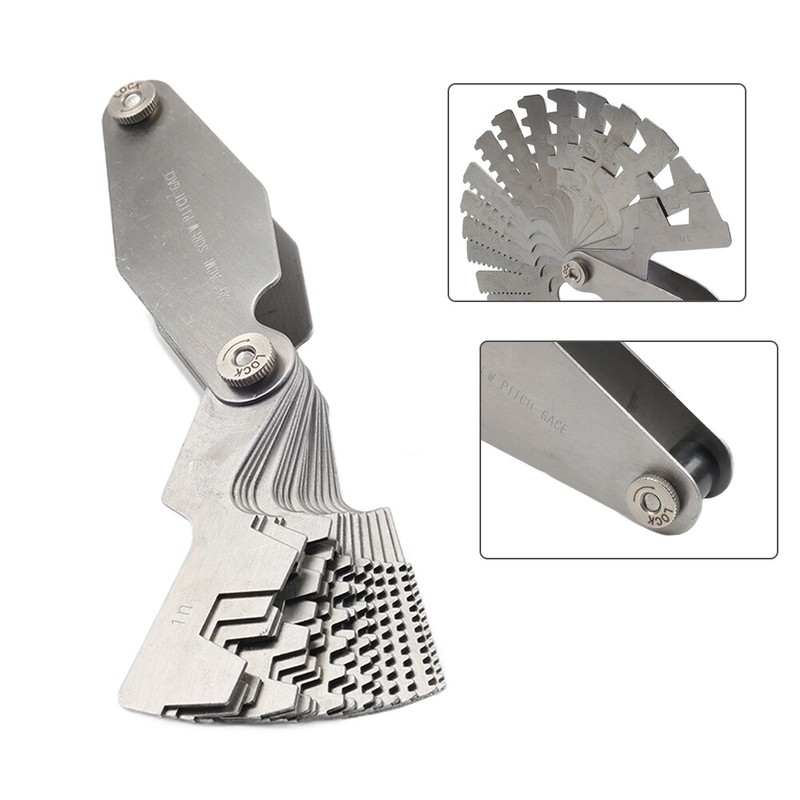 29-Grad-Gewindemesslehre Aus Edelstahl, Gewindemesswerkzeug, 16-Teiliges Set