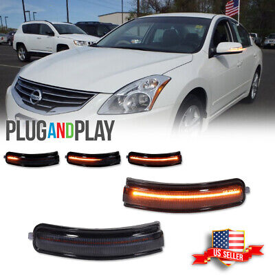 Smoke Sequential Amber LED Side Mirror Signal Lights For 2009-2014 Nissan Maxima