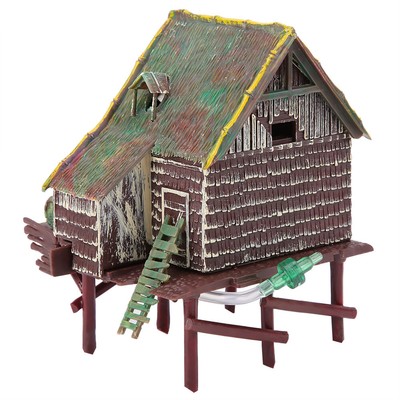 Fish Tank Landscaping Decoration Pneumatic Aerated Waterwheel Hut