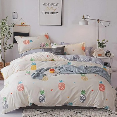 Pineapples Pattern Quilt Duvet Cover Set Queen Bedding Single Soft