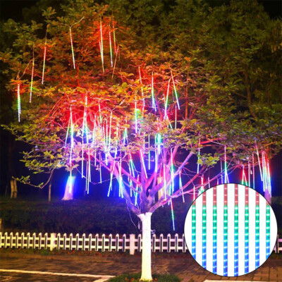Xmas 192 LED Meteor Shower Lights Fairy String Light Falling Rain Tree Garden US