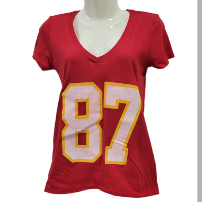 NFL Kansas City Chiefs Travis Kelce #87 Swiftie Damen V-Ausschnitt T-Shirt Tee