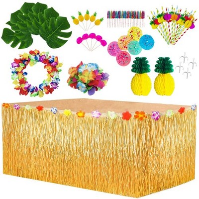 BangShou Set Decorazioni Tropicali Hawaiane con Gonna da Tavolo Hawaiana De