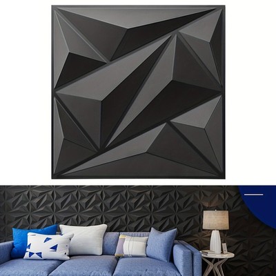 4PCS Modern 3D Diamond PVC Wall Panels Waterproof Diamond Design DIY Home Decor