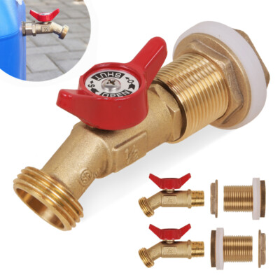Brass Rain Barrel Spigot, Rain Barrel Quarter Turn Ball Valve Spigot with Bulkhe