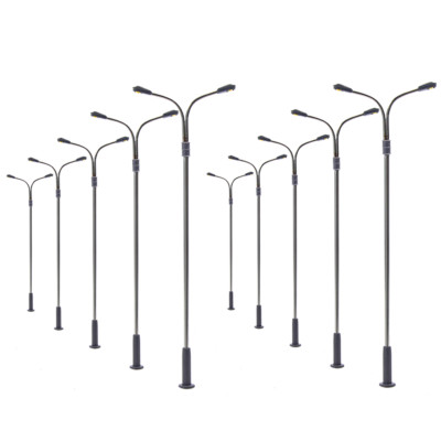 10pcs Model Railway HO Scale 1:87 Two-heads Warm White Lamp 10cm Street Lights