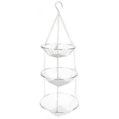Stainless Steel Three Layers Hanging Fruit Vegetable Flower Basket Storage