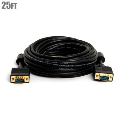 25FT Super VGA SVGA DB15 HD15 Male to Male M/M CL2 UL Monitor Cable w/ Ferrites