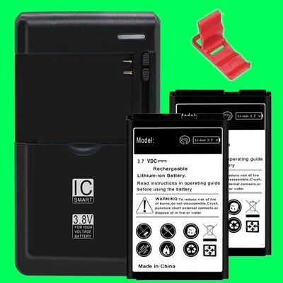 Long Endurance 2x 1850mAh Displaceable Battery Charger f Tracfone LG Saber 501C
