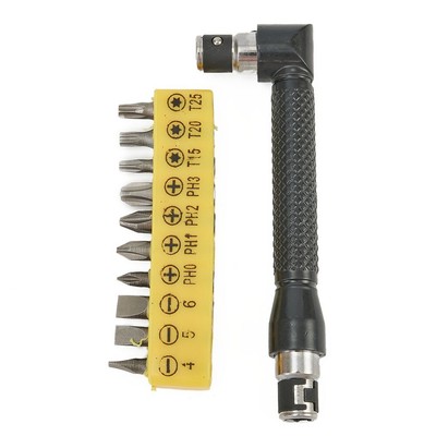 Socket Screwdriver L-shaped Angle Head Twin Wrench +10Pcs Kinds of Bits Set Kits