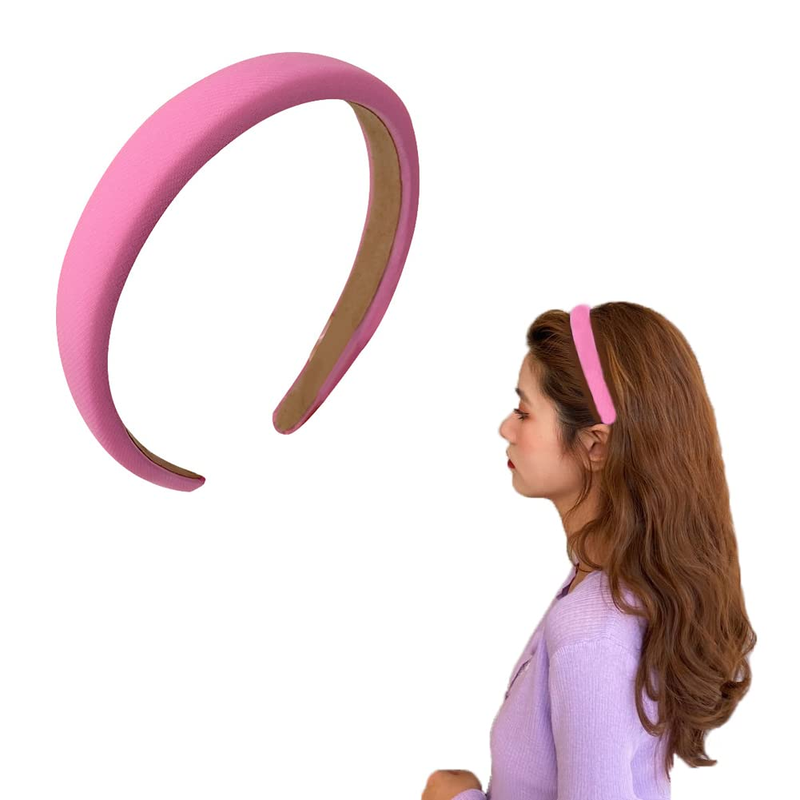 Chunky Padded Sponge Wide Headbands - Non-Slip Satin Hair Accessories for Women,