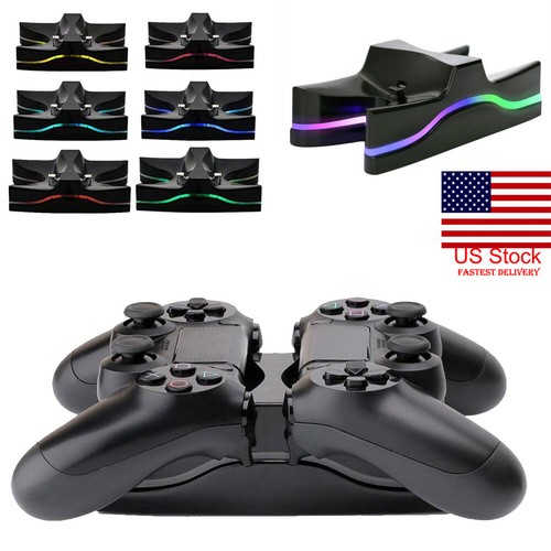 US For PS4 Playstation 4LED Dual USB Controller Charger Station Charg Stand Dock