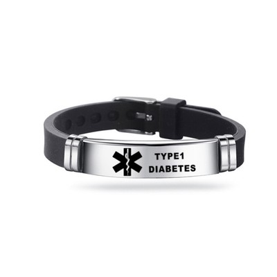 1*Medical Alert ID Bracelet Silicone Emergency Life Saving Adjustable Wristband