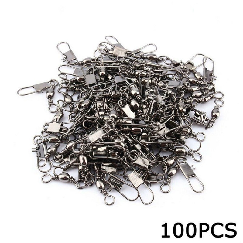 100 X Wirbel Angelwirbel Tönnchenwirbel Sicherheit Karabiner Angelnzubehör F3X0