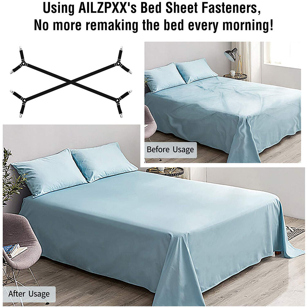 US 1-2 Bed Sheet Clips 8-Clip Grippers Suspender Straps Mattress Fastener Holder