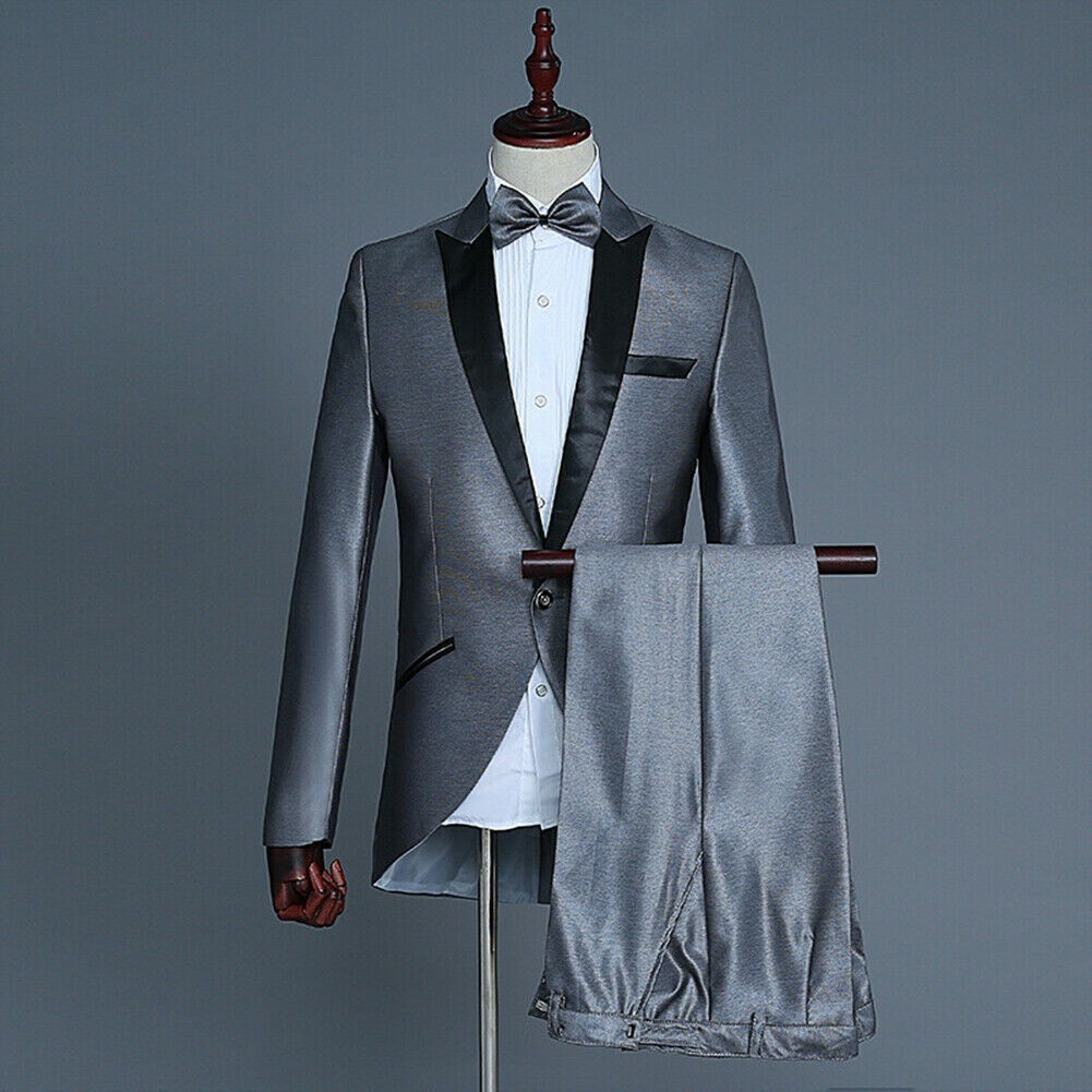 Mens Suit Tuxedo Tailcoat Peak Lapel Jacket Trousers Pants Wedding Tail Coat
