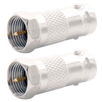 2 Pcs BNC Female Jack to F Type Male Coaxial Coax Cable Plug Adapter Connector 