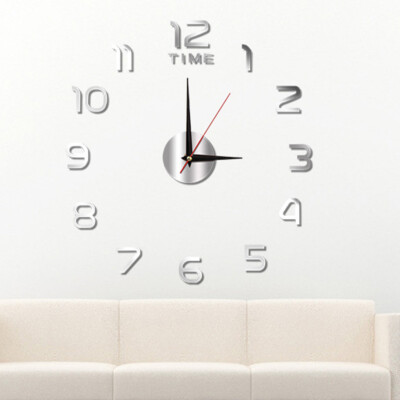 3D Wall Clock Luminous Acrylic Wall Sticker Frameless Mute Digital Decoration 