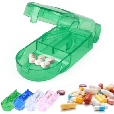Pill Cutter for Small Pills Tablet Safety Guard Storage Splitter w/ Guard