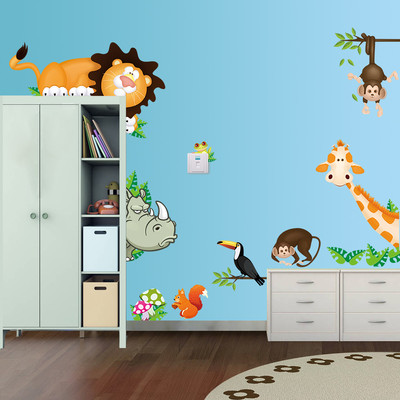 Wandtattoo Sticker Tiere Wandbild Nashorn Giraffe Kinderzimmer Baby Tiere #147
