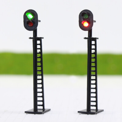 5pcs Model Railway HO Scale 1:87 2-Light Block Signal Green/Red LEDs 64mm 12V