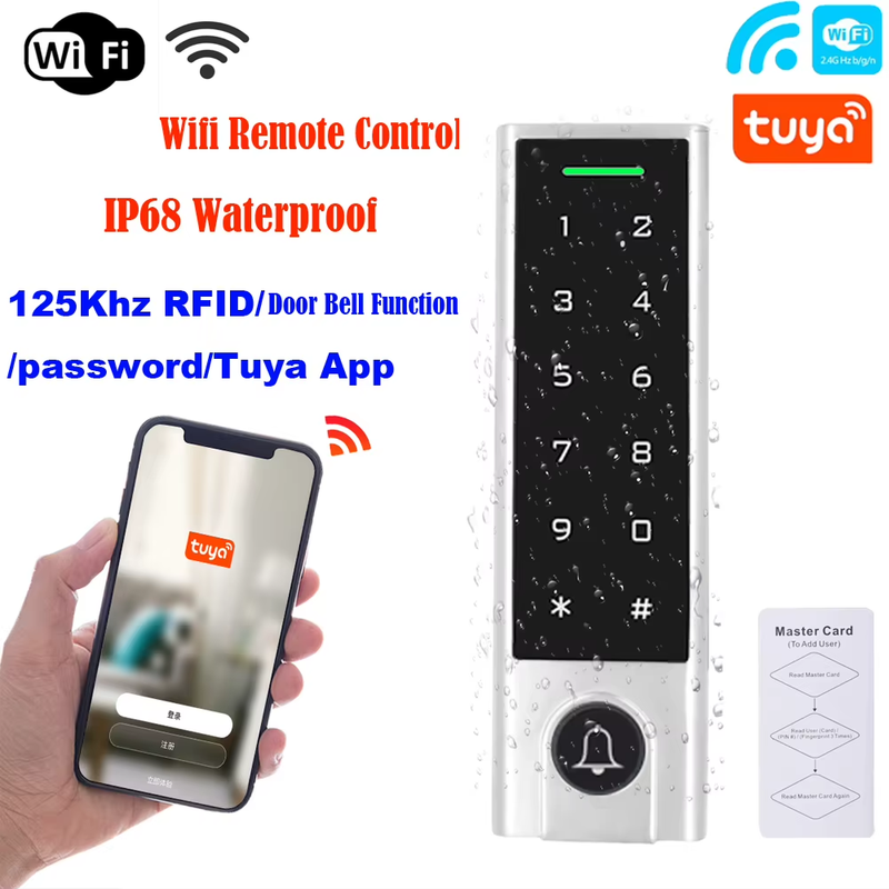 H3/HF3 Wifi APP Access Control Keypad 125Khz RFID Card Reader Electric Lock Wate