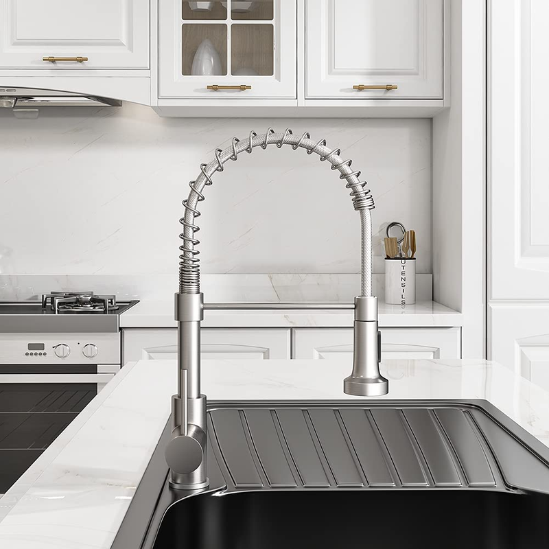 Pull down Kitchen Faucet, Brushed Nickel, Single Handle, Dual Function - for Far