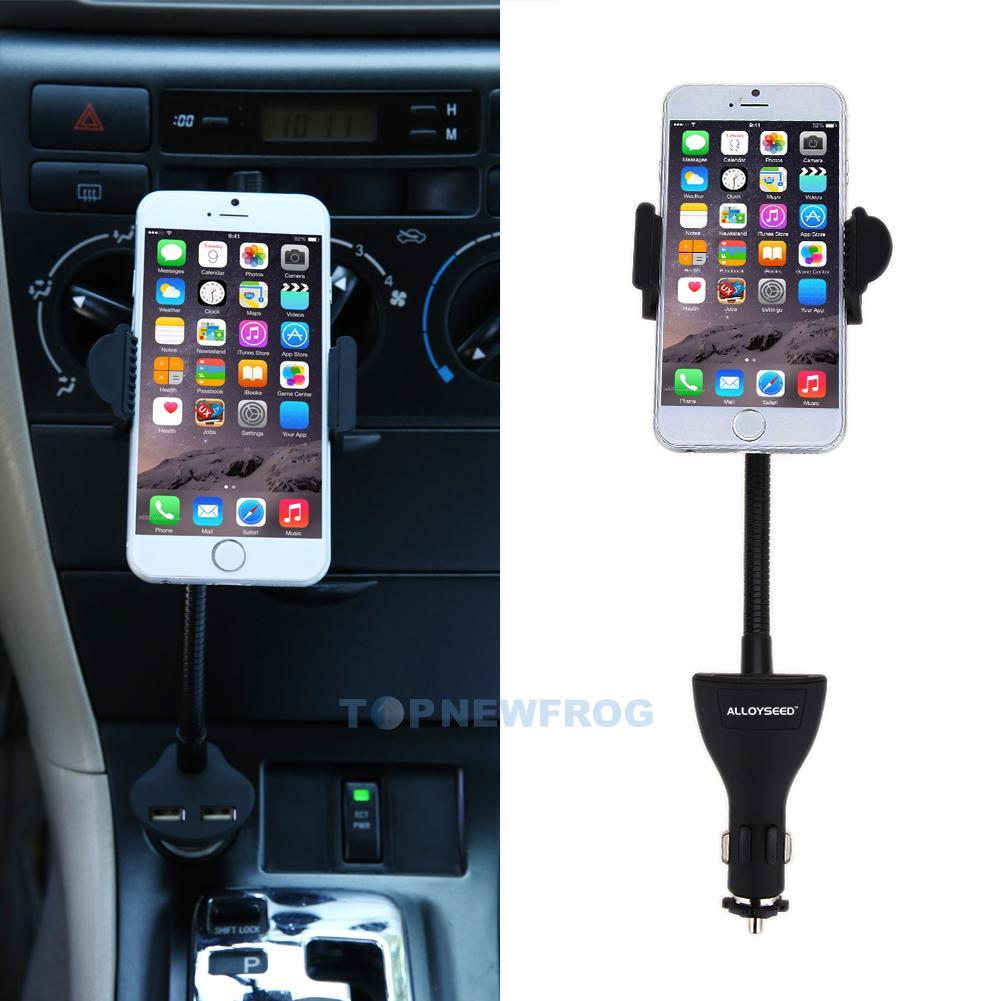 Alloyseed 360° Auto Halterungen Halter W / Dual USB Charger For Handy Smartphone