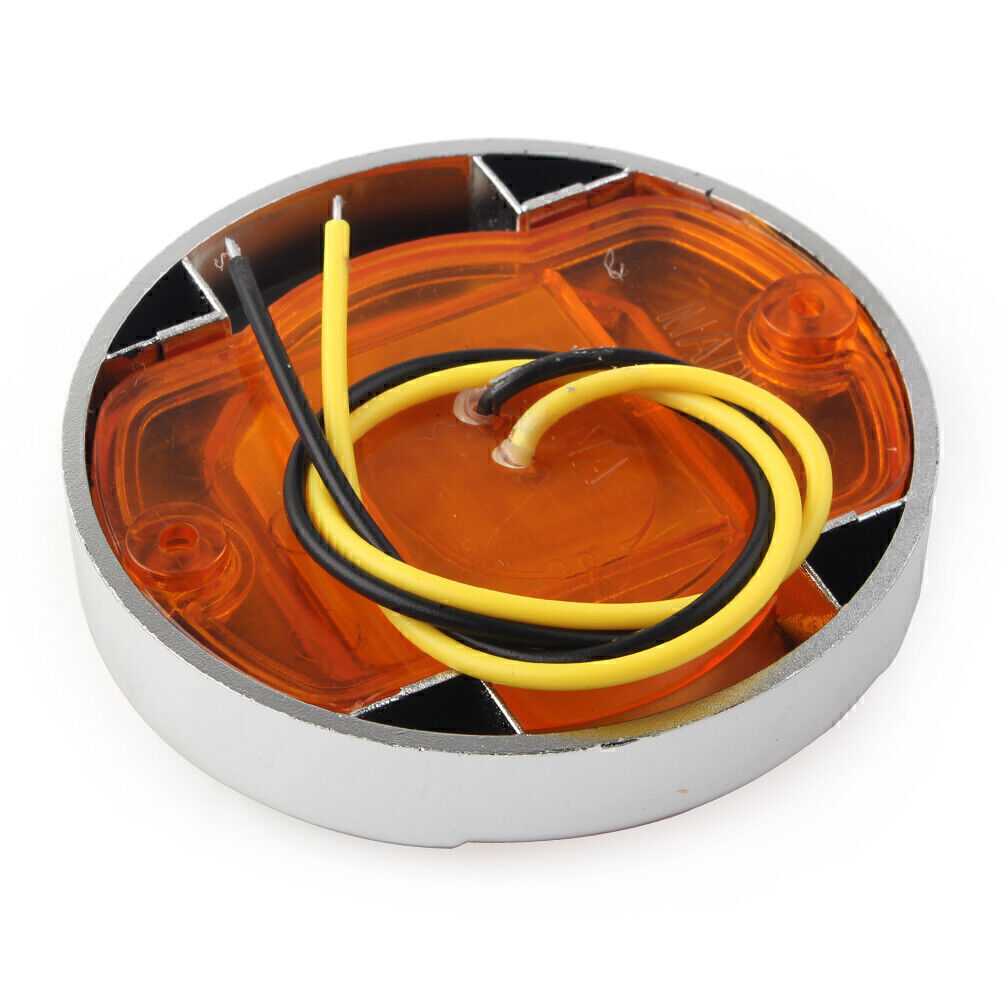 1x ABS Round 12V LED Side Marker Trailer Yellow Light For Truck Trailer RV Boat