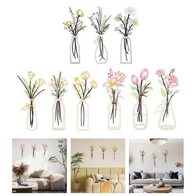 Metall Blumen Wandbilder Set drei Teile für Boho Home und Office Dekoration