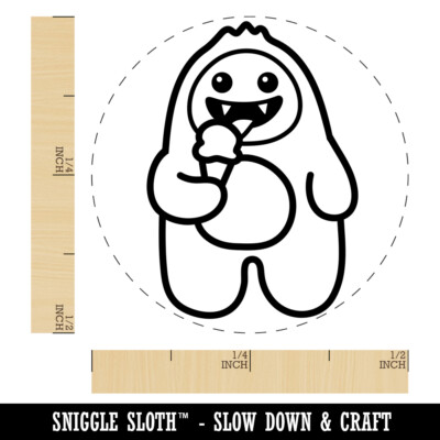Yeti Abominable Snowman Eating Ice Cream Self-Inking Rubber Stamp Ink Stamper
