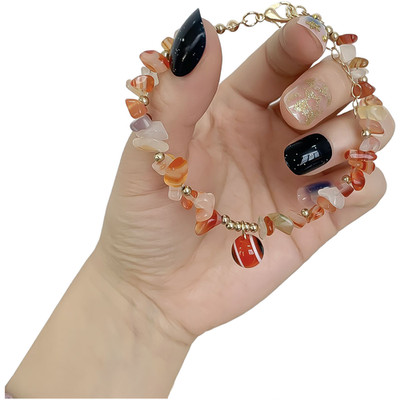 Bracelet femme léger avec pendentif mauvais œil pierre écrasée fermoir homar