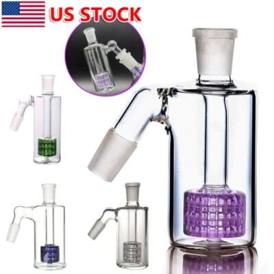 1Pc 45° 14mm Ash Catcher 45 Degree Glass Water Bong Thick Pyrex Glass Fitter US