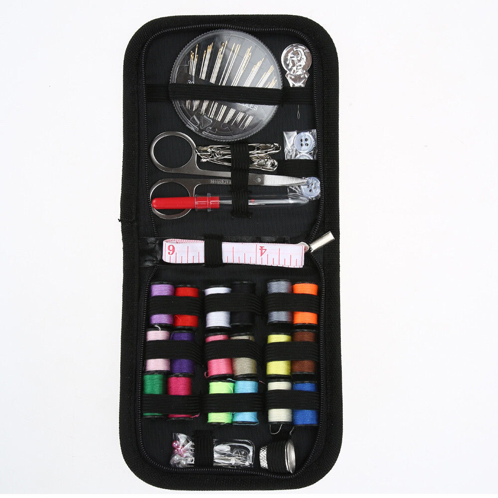 Sewing Kit Measure Scissor Thimble Thread Needle Storage Box Travel 70 Pcs Set