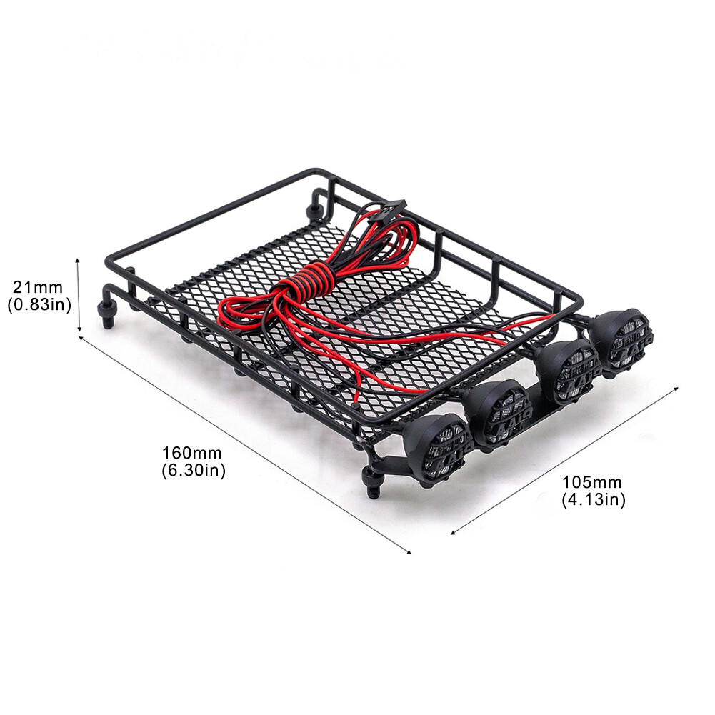 Metal Roof Luggage Rack With LED Light Accessory For 1:12 MN D90 RC Climbing Car