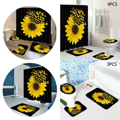 Sonnenblumen Duschvorhang Badematte Badezimmer Teppich