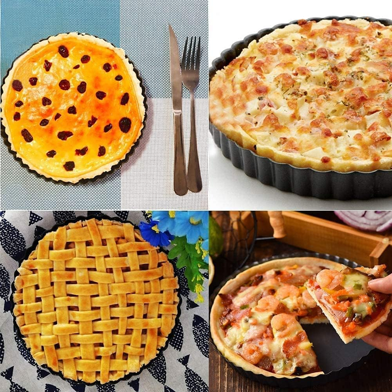 Tart Pan, Quiche Pan, RICHSC Non-Stick Removable Loose Bottom Carbon Steel 9In T