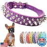 Purple Spiked Dog Collars for Small Dogs Anti Bite Puppy Collar PU Leather Spike Collar for Dogs Cats Chew Proof Rivet Studded Dog Collar Adjustable for XXS XS Small Medium Pets Chihuahua Pitbull