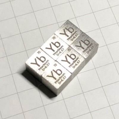 10mm Ytterbium Cube 99.99% Pure Yb Metal Block for Element Collection Hobbies