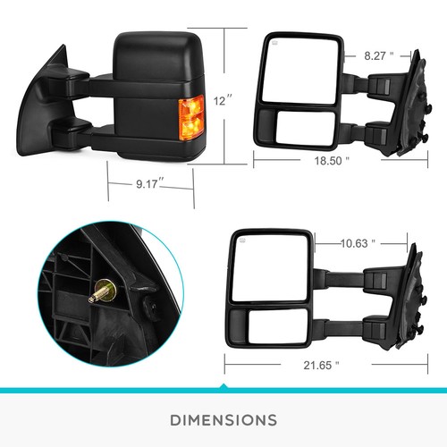 Passenger Side for 2008-2016 Ford F250-F550 Super Duty Power Heated Tow Mirror