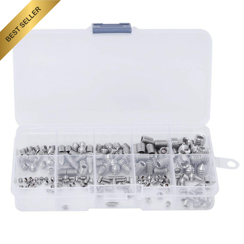 Set Screws, 200Pcs Grub Screw Cone Point Hex Socket Stainless Steel for Accuracy