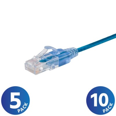 5 10 PACK Slim CAT6a RJ45 Ethernet Network Patch Cable 10G Copper Wire 30AWG LOT