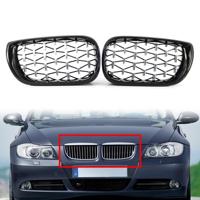 Diamond Meteor Style Front Bumper Kidney Grill Fit BMW 3 Series E46 4 Door 02-05