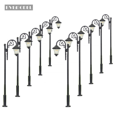 10pcs Model Railway N Scale 1:160 Metal Lamp Two-heads Street Lights LEDs LYM36