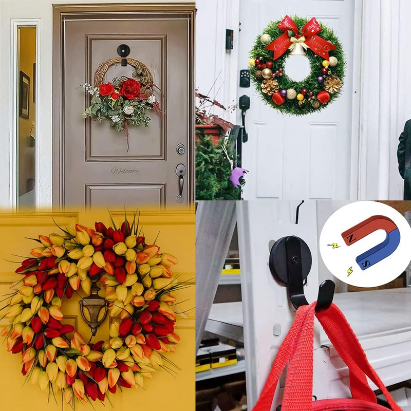 Magnetic Wreath Hangers - Strong Magnetic Hooks for Front Door Decorations, 4 Pi