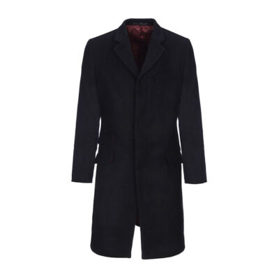 Pre-owned Not Available Merc London Mens Walesby Black Melton Wool 60s Mod Overcoat